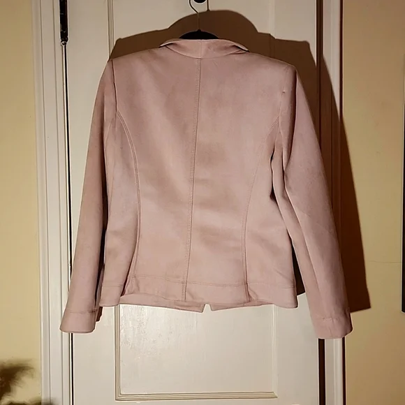 White House Black Market light pink faux suede double breast jacket - Picture 2 of 10